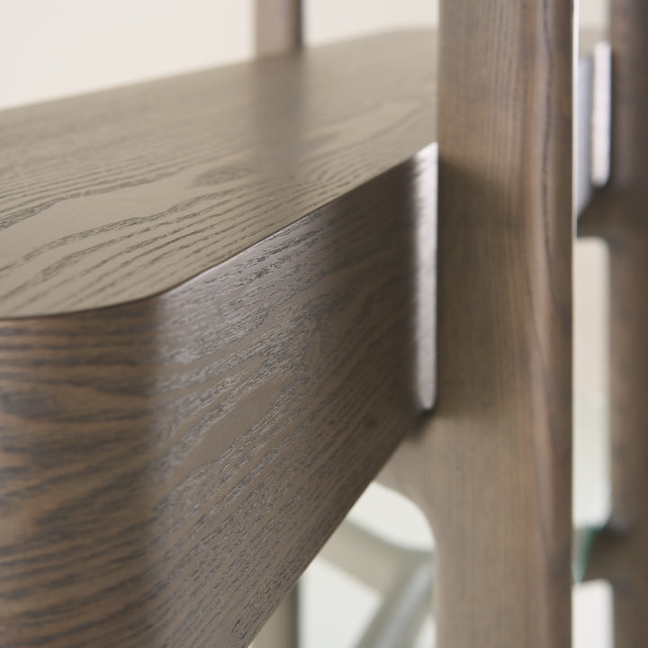 Rinaldi - Mid-Century Modern Grey Ash + Glass Bookshelf