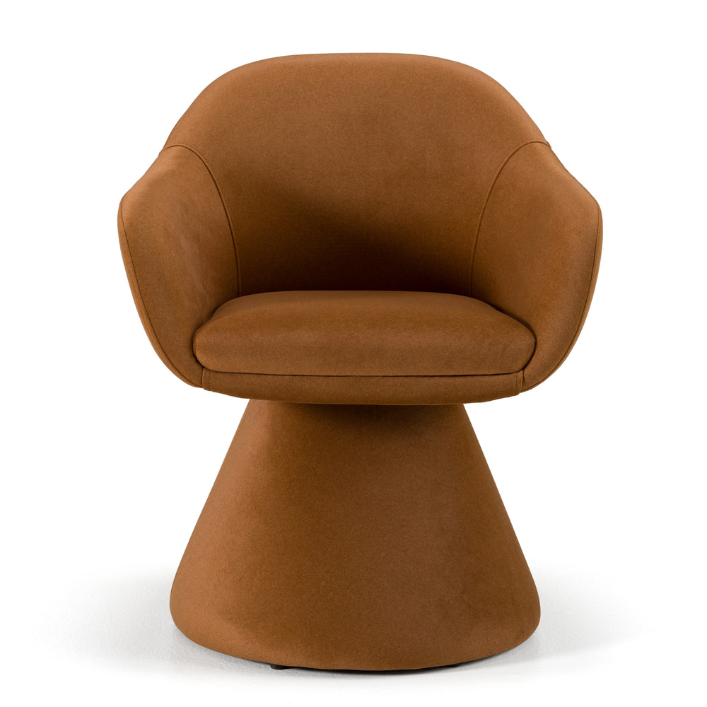 Risa Modern Rust Fabric Swivel Dining Chair - View 2