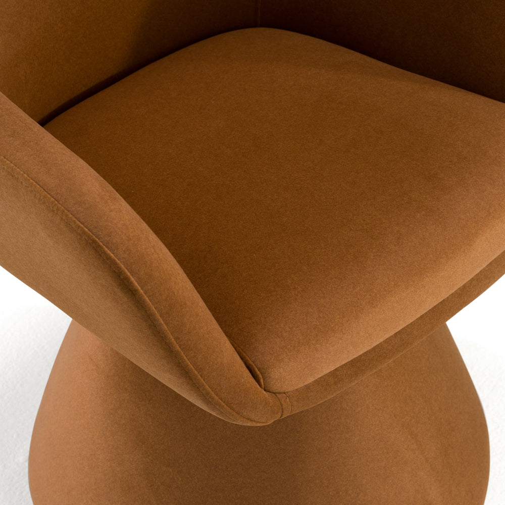 Risa Modern Rust Fabric Swivel Dining Chair - View 5