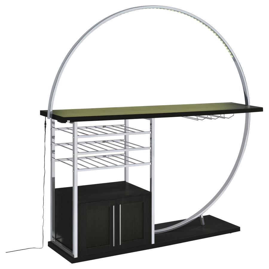 Risley - 2 - Door Circular LED Home Bar Cabinet - Dark Charcoal Home Bars modern furniture Contempo Furniture