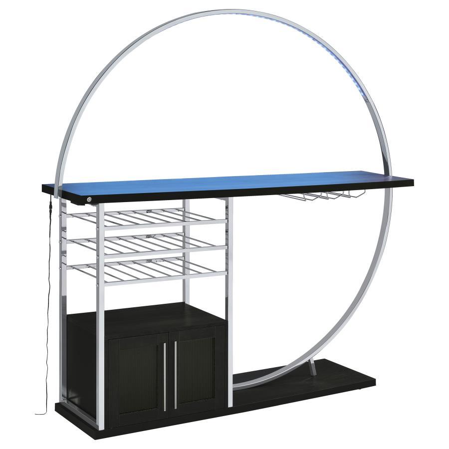 Risley - 2 - Door Circular LED Home Bar Cabinet - Dark Charcoal Home Bars modern furniture Contempo Furniture