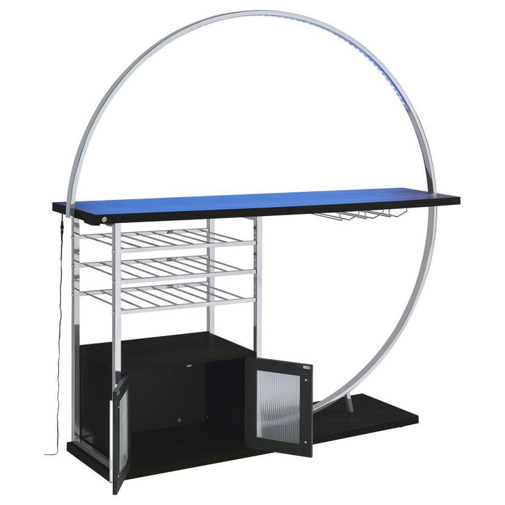 Risley - 2 - Door Circular LED Home Bar Cabinet - Dark Charcoal Home Bars modern furniture Contempo Furniture
