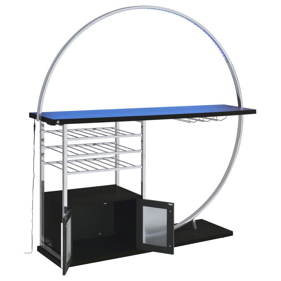 Risley - 2 - Door Circular LED Home Bar Cabinet - Dark Charcoal Home Bars modern furniture Contempo Furniture