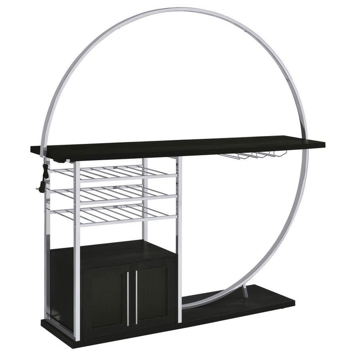 Risley - 2 - Door Circular LED Home Bar Cabinet - Dark Charcoal Home Bars modern furniture Contempo Furniture