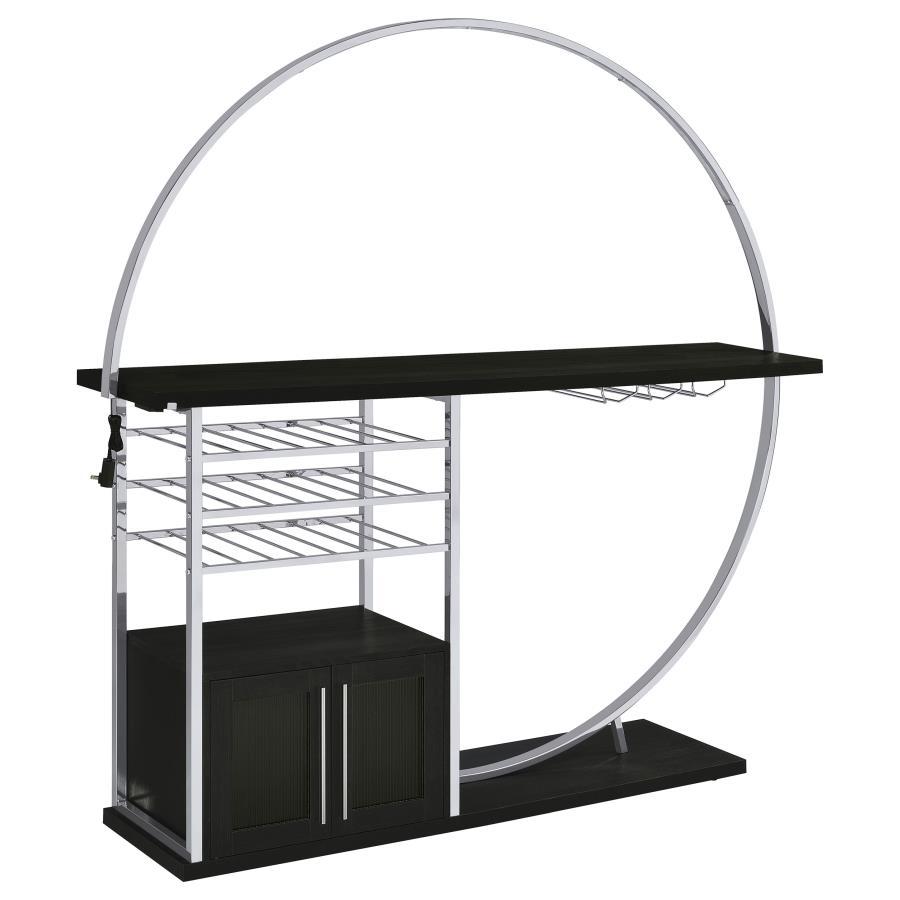 Risley - 2 - Door Circular LED Home Bar Cabinet - Dark Charcoal Home Bars modern furniture Contempo Furniture