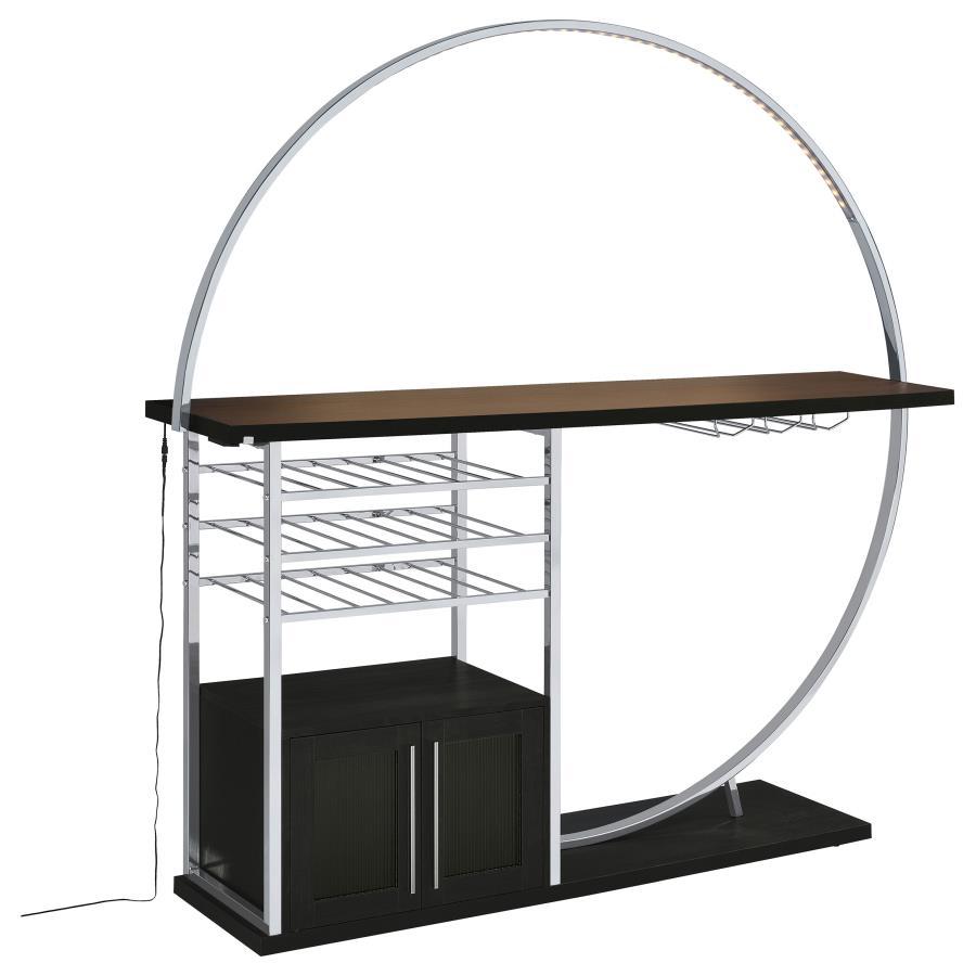 Risley - 2 - Door Circular LED Home Bar Cabinet - Dark Charcoal Home Bars modern furniture Contempo Furniture
