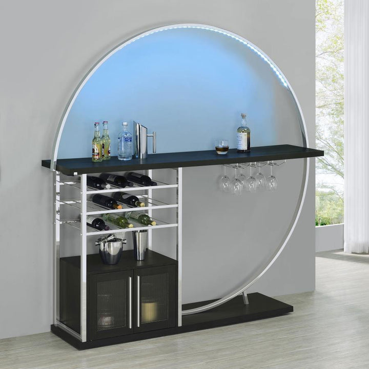 Risley - 2 - Door Circular LED Home Bar Cabinet - Dark Charcoal Home Bars modern furniture Contempo Furniture