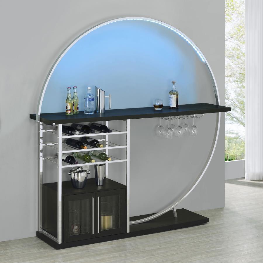 Risley - 2 - Door Circular LED Home Bar Cabinet - Dark Charcoal Home Bars modern furniture Contempo Furniture