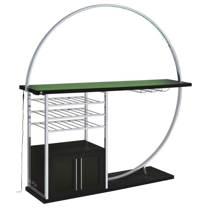 Risley - 2 - Door Circular LED Home Bar Cabinet - Dark Charcoal Home Bars modern furniture Contempo Furniture