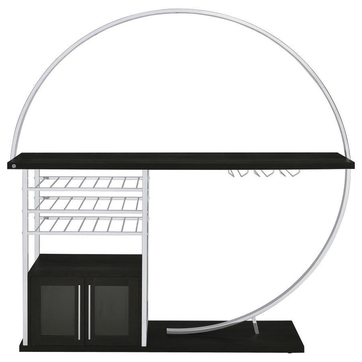 Risley - 2 - Door Circular LED Home Bar Cabinet - Dark Charcoal Home Bars modern furniture Contempo Furniture
