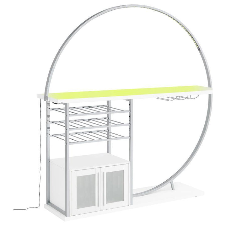 Risley - 2 - Door Circular LED Home Bar Cabinet High Gloss - White Home Bars modern furniture Contempo Furniture