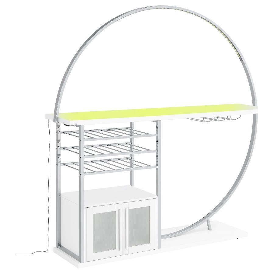 Risley - 2 - Door Circular LED Home Bar Cabinet High Gloss - White Home Bars modern furniture Contempo Furniture