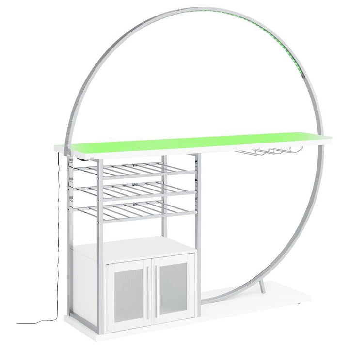 Risley - 2 - Door Circular LED Home Bar Cabinet High Gloss - White Home Bars modern furniture Contempo Furniture