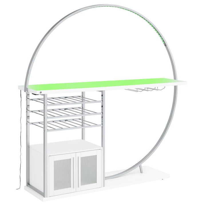 Risley - 2 - Door Circular LED Home Bar Cabinet High Gloss - White Home Bars modern furniture Contempo Furniture