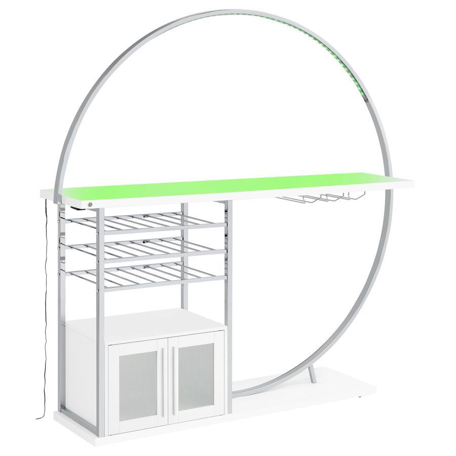 Risley - 2 - Door Circular LED Home Bar Cabinet High Gloss - White Home Bars modern furniture Contempo Furniture