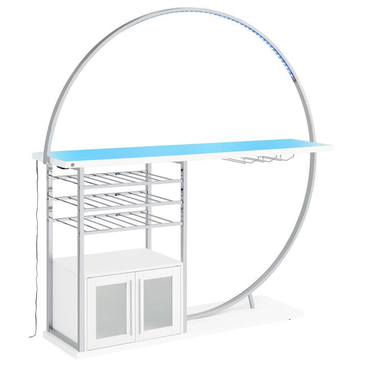 Risley - 2 - Door Circular LED Home Bar Cabinet High Gloss - White Home Bars modern furniture Contempo Furniture