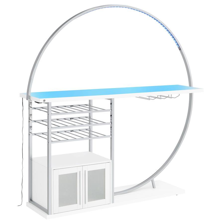 Risley - 2 - Door Circular LED Home Bar Cabinet High Gloss - White Home Bars modern furniture Contempo Furniture