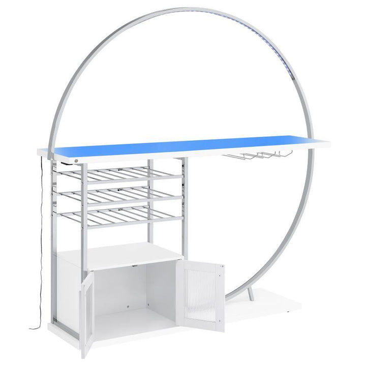 Risley - 2 - Door Circular LED Home Bar Cabinet High Gloss - White Home Bars modern furniture Contempo Furniture