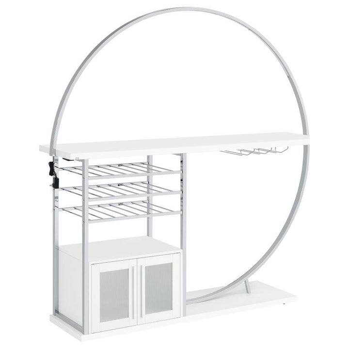 Risley - 2 - Door Circular LED Home Bar Cabinet High Gloss - White Home Bars modern furniture Contempo Furniture