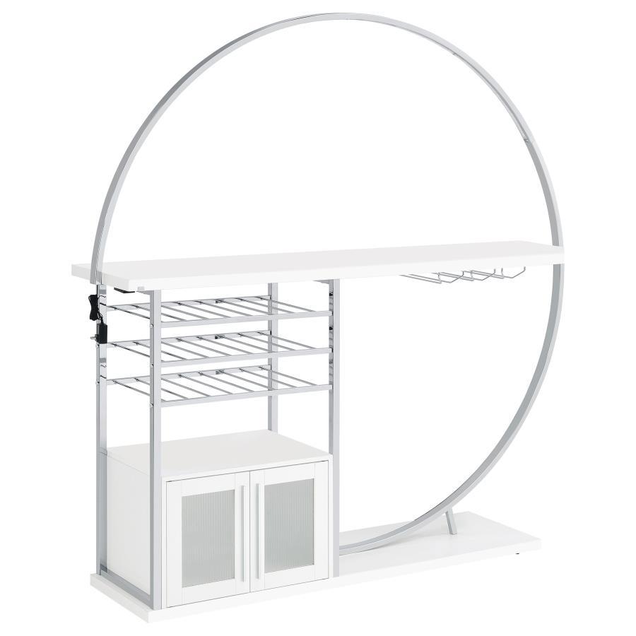Risley - 2 - Door Circular LED Home Bar Cabinet High Gloss - White Home Bars modern furniture Contempo Furniture