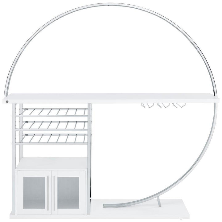 Risley - 2 - Door Circular LED Home Bar Cabinet High Gloss - White Home Bars modern furniture Contempo Furniture