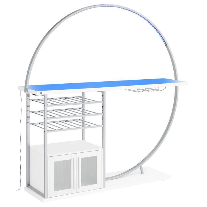 Risley - 2 - Door Circular LED Home Bar Cabinet High Gloss - White Home Bars modern furniture Contempo Furniture