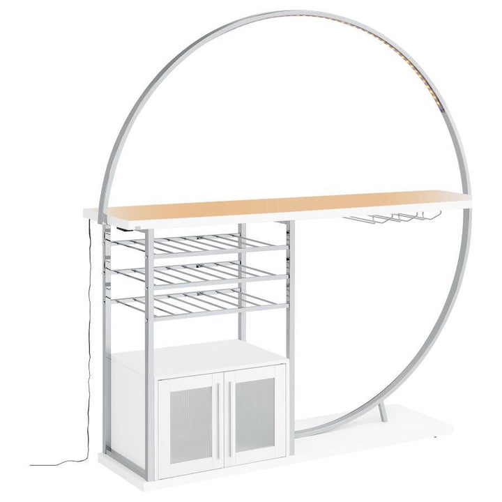 Risley - 2 - Door Circular LED Home Bar Cabinet High Gloss - White Home Bars modern furniture Contempo Furniture