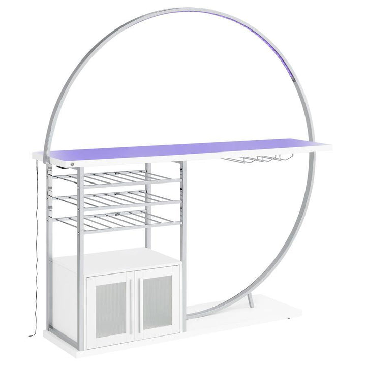 Risley - 2 - Door Circular LED Home Bar Cabinet High Gloss - White Home Bars modern furniture Contempo Furniture