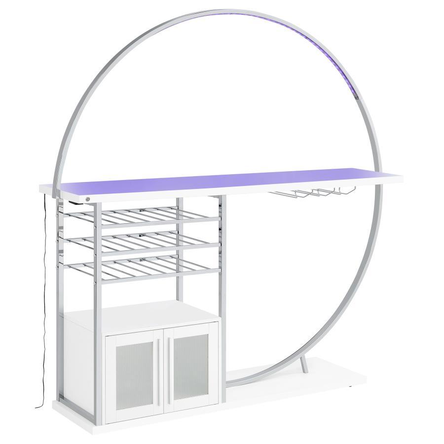 Risley - 2 - Door Circular LED Home Bar Cabinet High Gloss - White Home Bars modern furniture Contempo Furniture