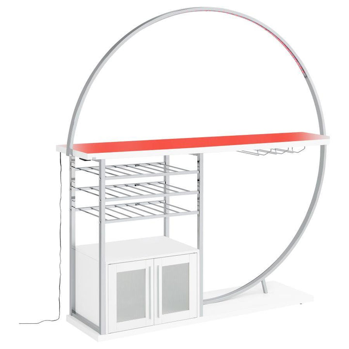 Risley - 2 - Door Circular LED Home Bar Cabinet High Gloss - White Home Bars modern furniture Contempo Furniture