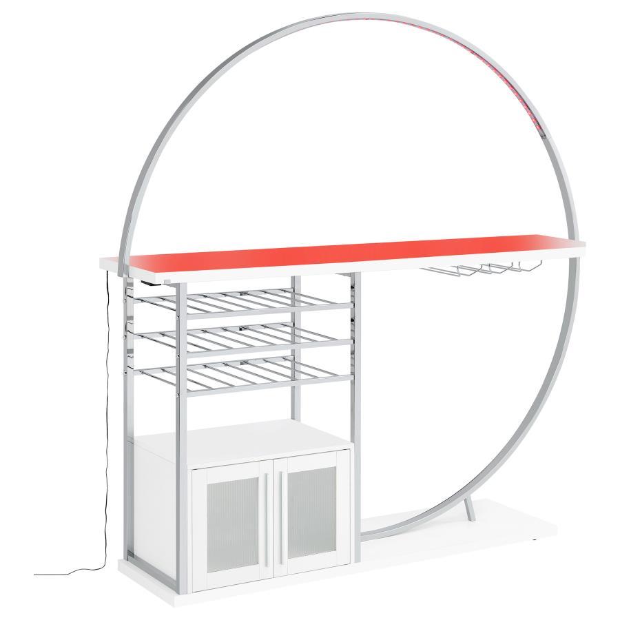 Risley - 2 - Door Circular LED Home Bar Cabinet High Gloss - White Home Bars modern furniture Contempo Furniture