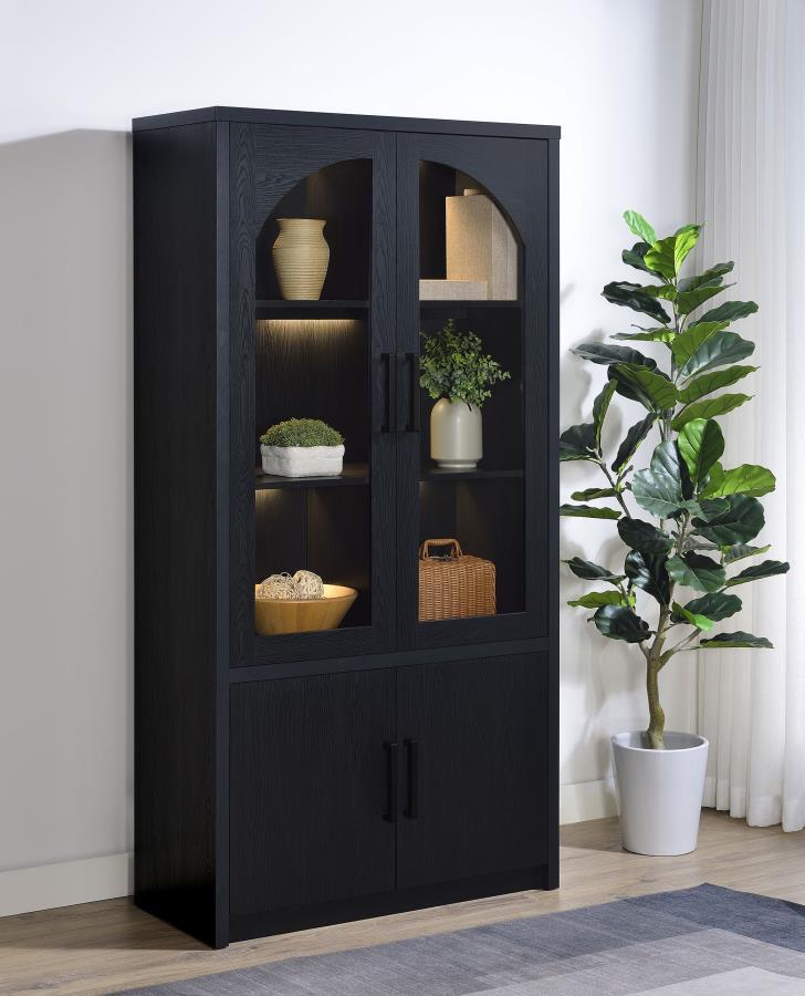 Riva - 4 - Door Tall Accent Display Cabinet LED Lighting - Black Display Cabinet modern furniture Contempo Furniture