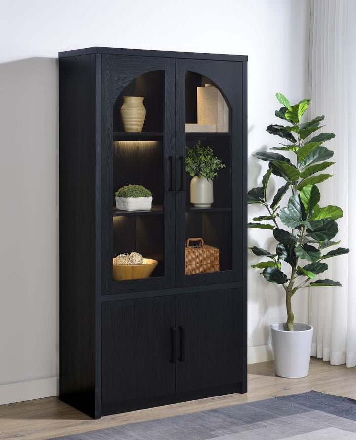 Riva - 4 - Door Tall Accent Display Cabinet LED Lighting - Black Display Cabinet modern furniture Contempo Furniture