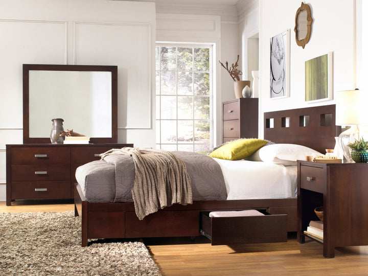 Riva Five Drawer Chest in Chocolate Brown Chest modern furniture Contempo Furniture