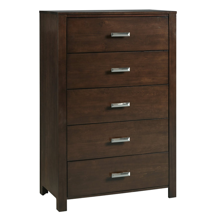 Riva Five Drawer Chest in Chocolate Brown Chest modern furniture Contempo Furniture