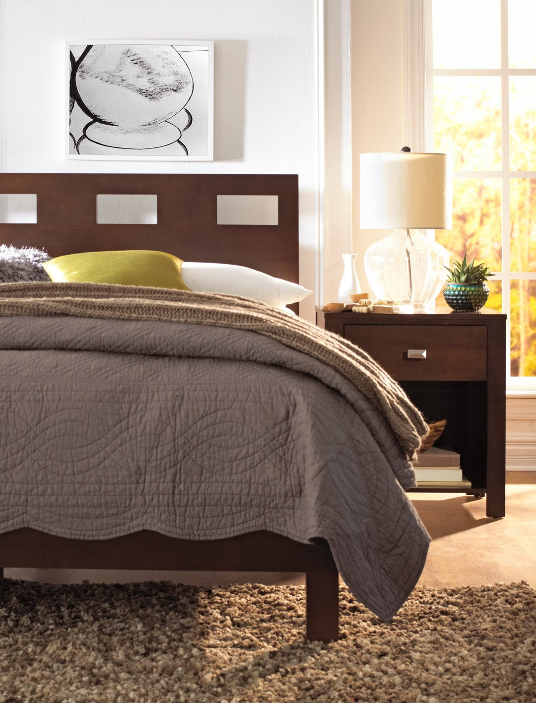 Riva One Drawer Nightstand in Chocolate Brown Nightstand modern furniture Contempo Furniture