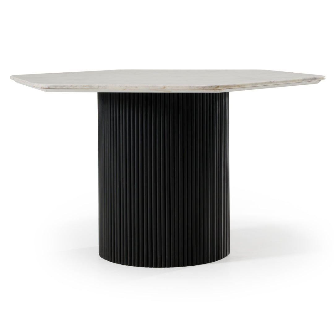 Rivas - Modern White Marble + Black Hex Dining Table