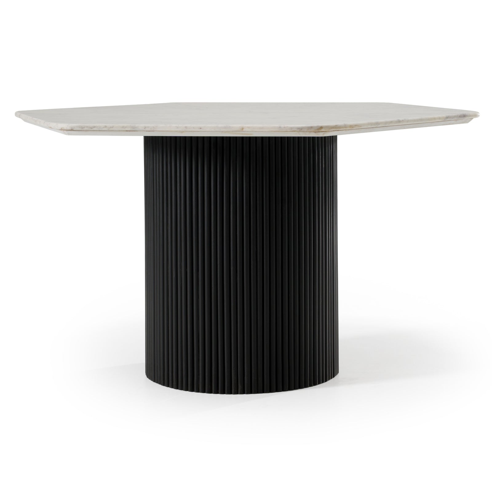 Rivas - Modern White Marble  Black Hex Dining Table