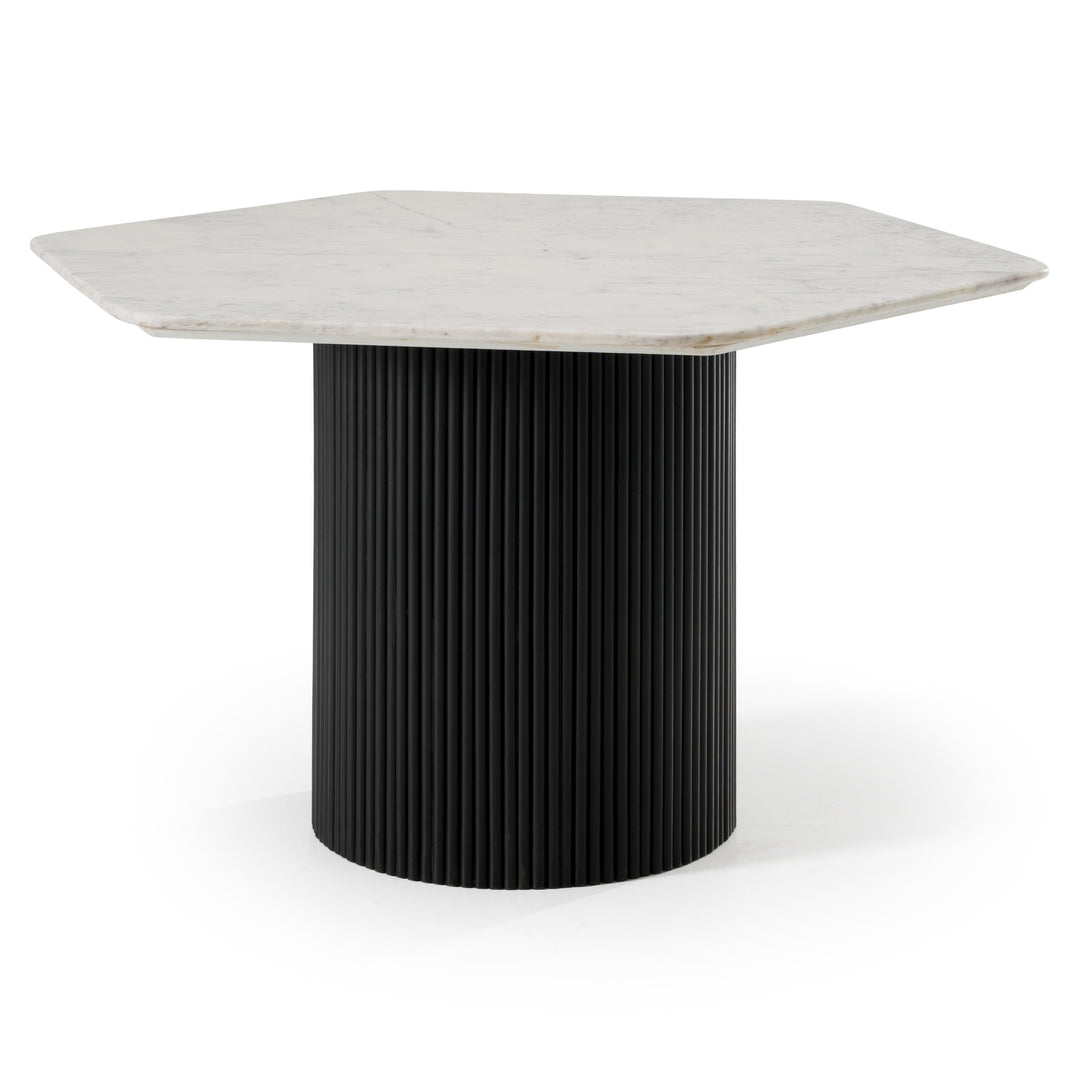 Rivas - Modern White Marble + Black Hex Dining Table