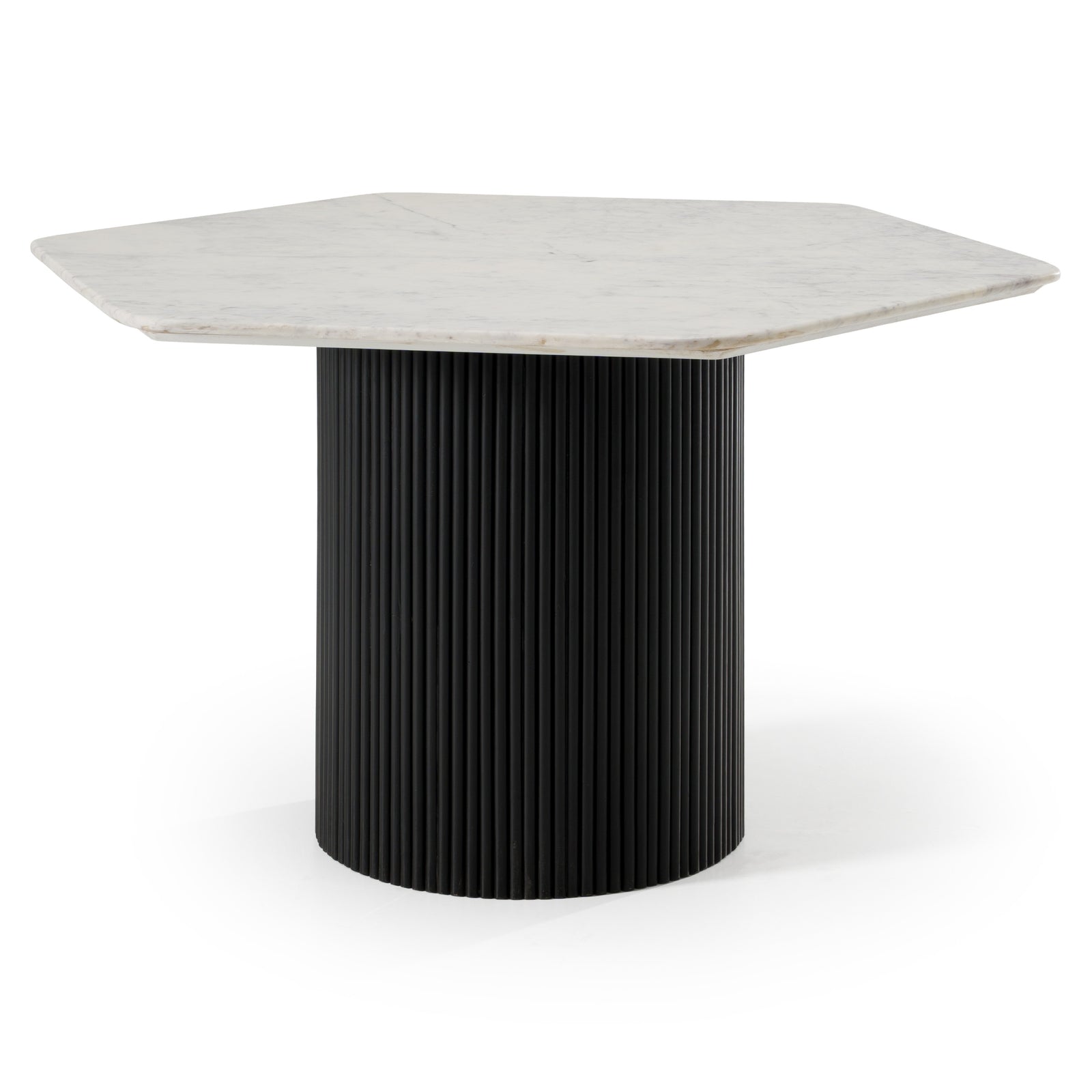 Rivas - Modern White Marble  Black Hex Dining Table