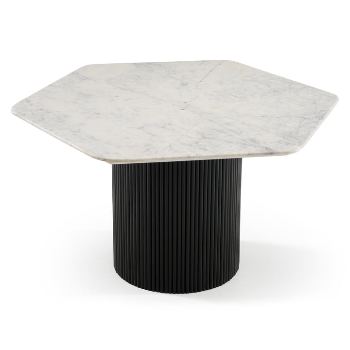 Rivas - Modern White Marble + Black Hex Dining Table