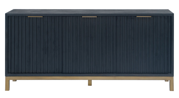 Modus Furniture 8Zu578 Kentfield 3 Door Sideboard In Black Drift Oak And Brass