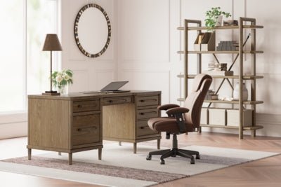 Roanhowe 68" Home Office Desk - Dark Brown Writing Desk modern furniture Contempo Furniture