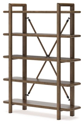 Roanhowe 71" Bookcase - Dark Brown Etageres modern furniture Contempo Furniture