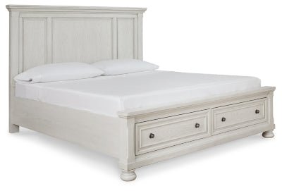 Robbinsdale King Panel Storage Bed - White Storage Bed modern furniture Contempo Furniture