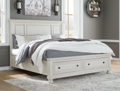 Robbinsdale King Panel Storage Bed - White Storage Bed modern furniture Contempo Furniture