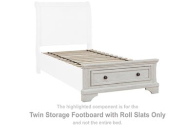 Robbinsdale Twin Storage Footboard with Roll Slats - White Storage Footboards modern furniture Contempo Furniture