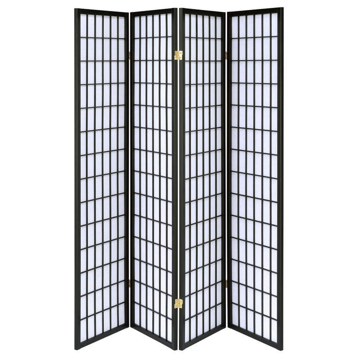 Roberto - 4 - Panel Room Divider Folding Shoji Screen - Black Room Divider modern furniture Contempo Furniture
