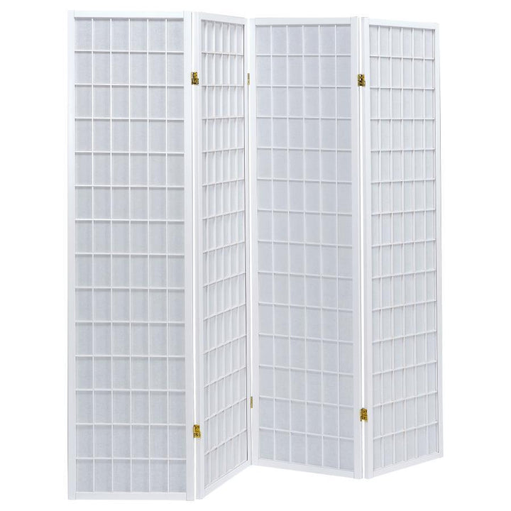 Roberto - 4 - Panel Room Divider Folding Shoji Screen - White Room Divider modern furniture Contempo Furniture