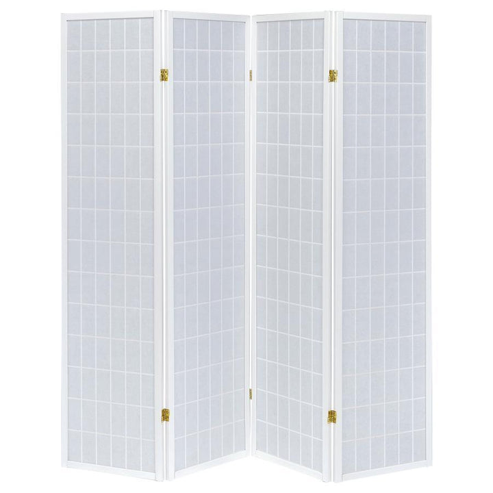 Roberto - 4 - Panel Room Divider Folding Shoji Screen - White Room Divider modern furniture Contempo Furniture